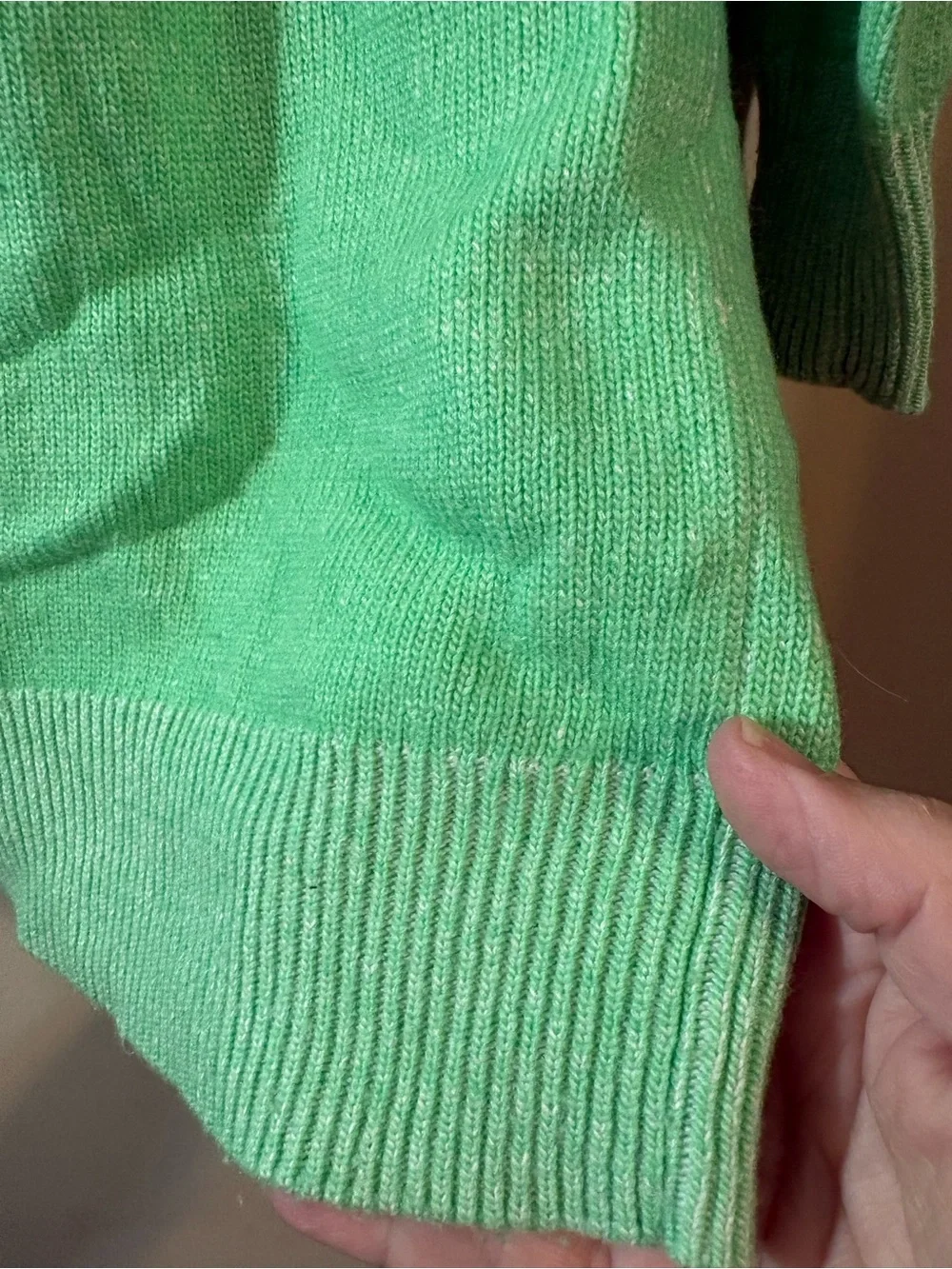 J.Crew sweater women’s large scoop neckline ribbing 3/4 sleeve LT green Pullover